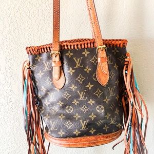 Boho revamp Louis Vuitton bucket bag fringe